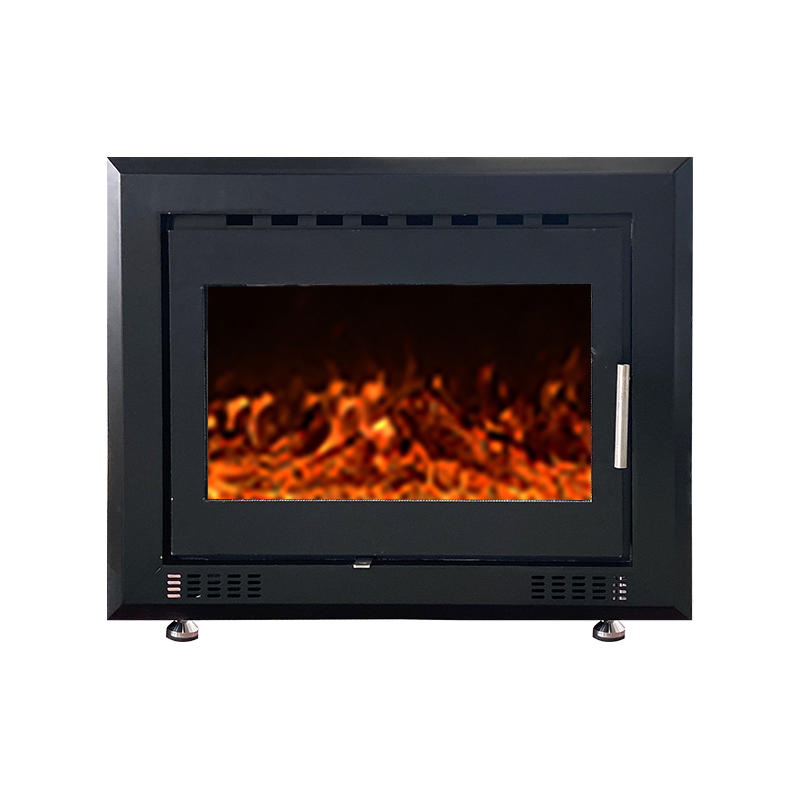 KYQRS-70-003 Chimenea de leña empotrada negra de diseño moderno