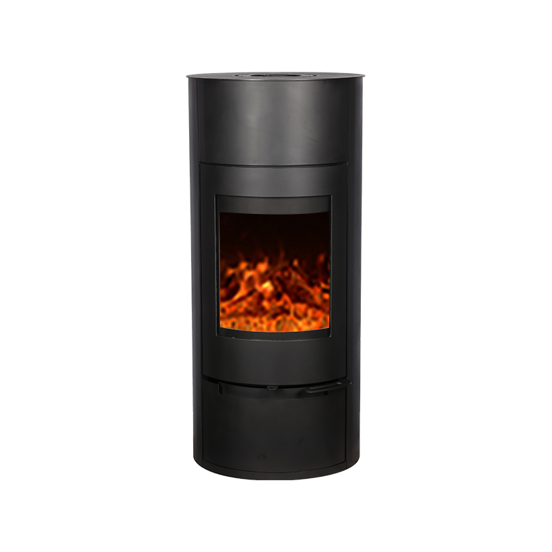 KYYUAN002 Chimenea de leña redonda minimalista con acabado esmaltado (negro, blanco, rojo)